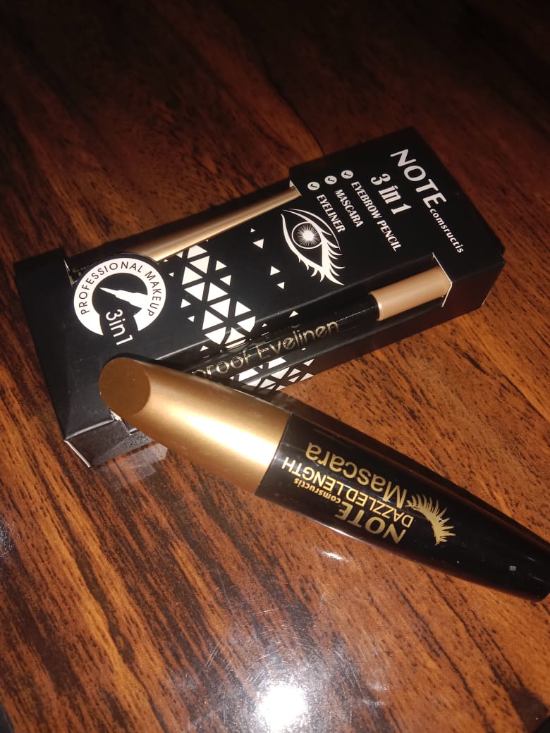 NOTE 3-in-1 Eye Makeup Kit | Mascara + Eyeliner + Eyebrow Pencil | Dazzled Length Mascara