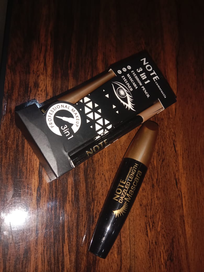 NOTE 3-in-1 Eye Makeup Kit | Mascara + Eyeliner + Eyebrow Pencil | Dazzled Length Mascara