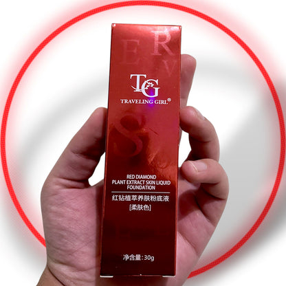 Traveling Girl Red Diamond Plant Extract Skin Liquid Foundation – 30g | Long-Lasting Full Coverage